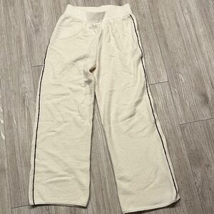 Women's Cream Pants with Brown Trim